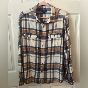 George Men's Casual Plaid Shirt - Blue and Tan